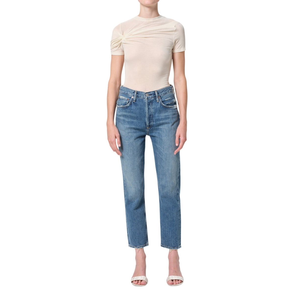 Agolde Classic Frequency Riley High Rise Straight Crop Denim Jeans Size 29
