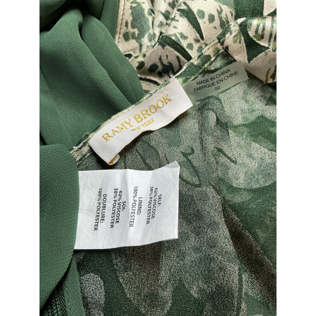 Ramy Brook 'Oakley' Green Viscose Short Sleeve Midi Dress Size 00
