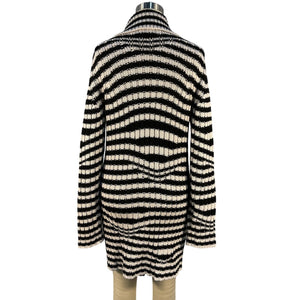 Etro Striped Black Jacquard Knit Wool Cardigan Size IT 42 / US 6