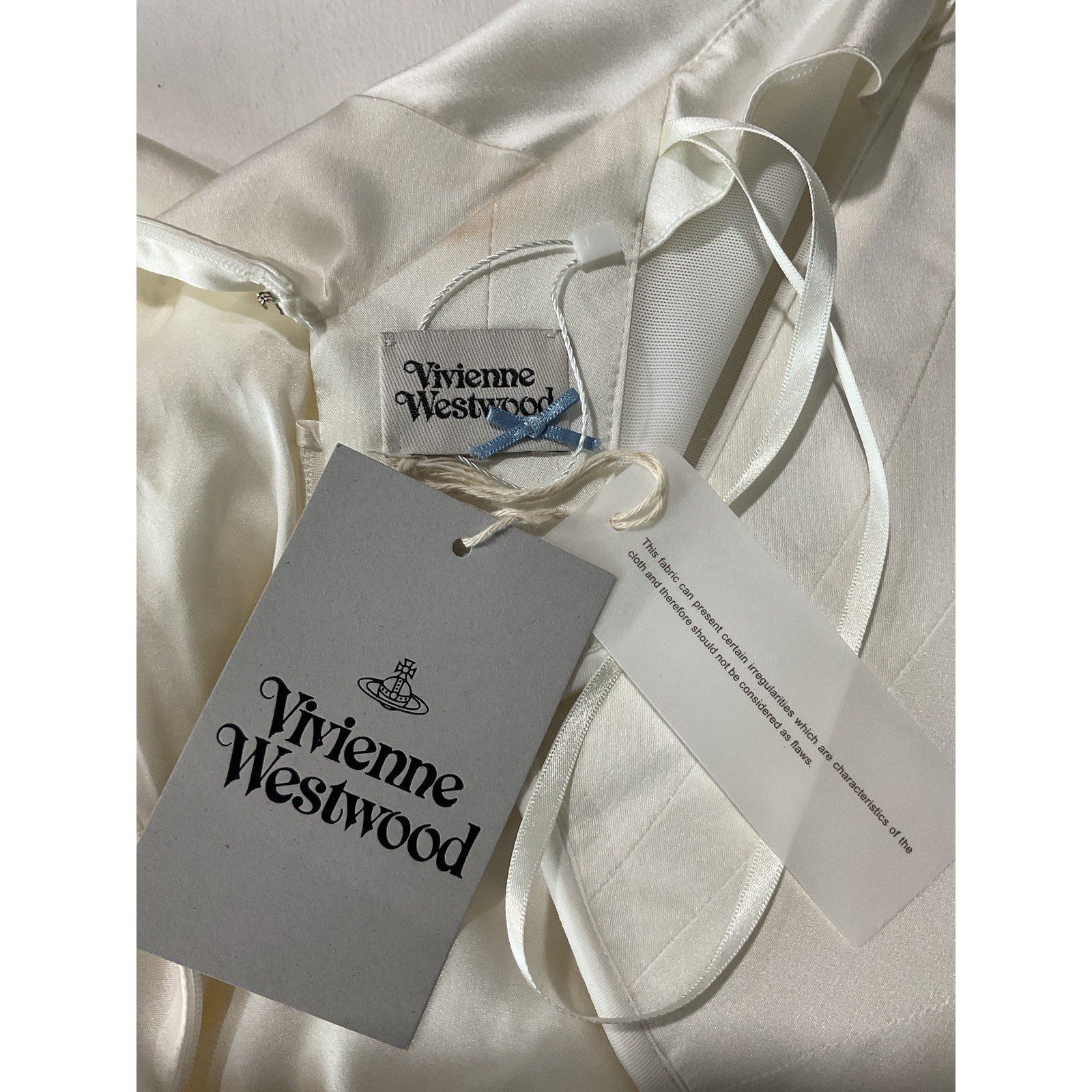 Vivienne Westwood Bridal 'Raven Peplum' White Acetate Satin Corset Top Size 2 - NWT