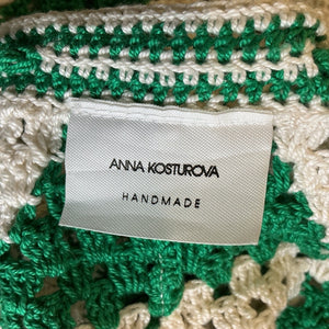 Anna Kosturova High Rise Crochet Green And White Maija Shorts Size S