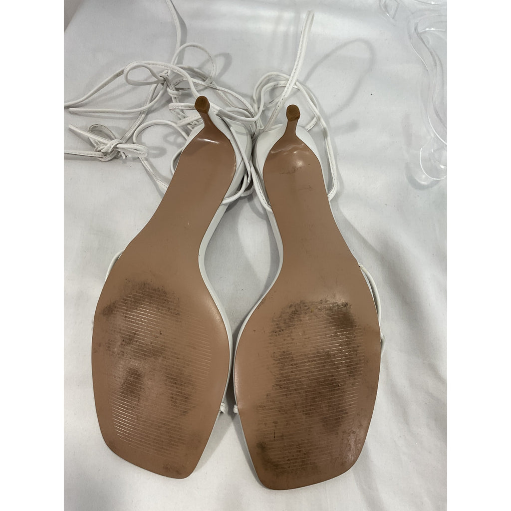 Alias Mae 'Ellery' White Leather Square Toe Sandal Size 10
