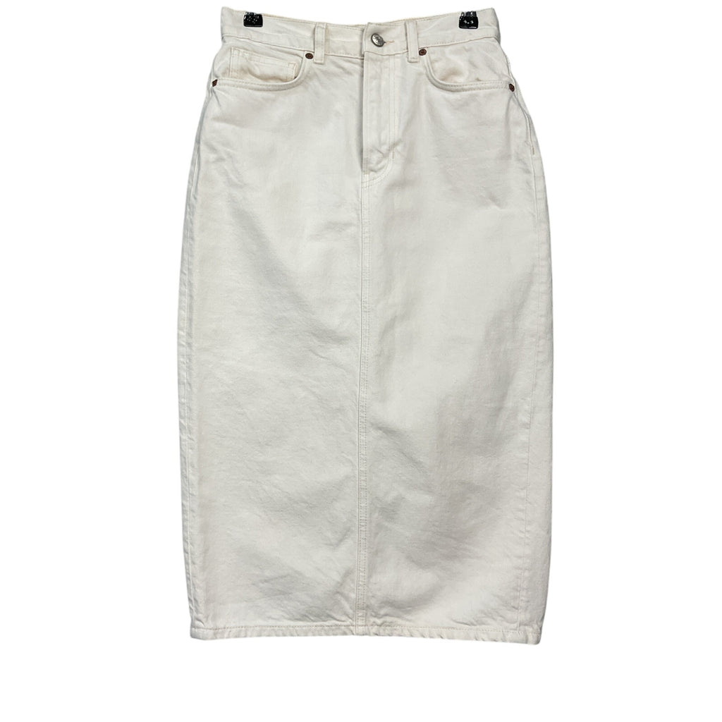 Reformation 'Jayde' Cream Cotton  High Rise Denim Midi Skirt Size 26