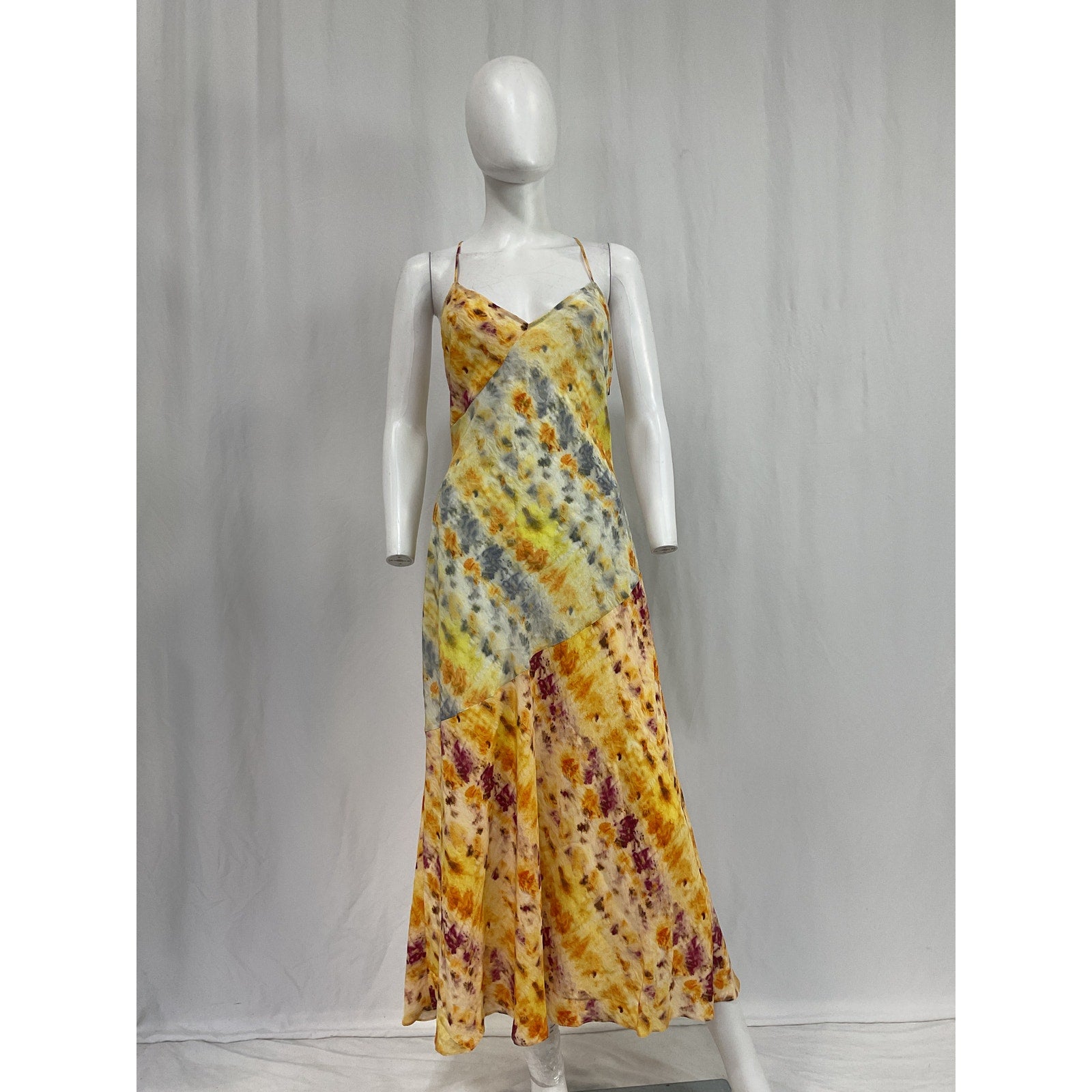 Jason Wu Printed Bias Cut Yellow Silk Maxi Slip Dress Size 4