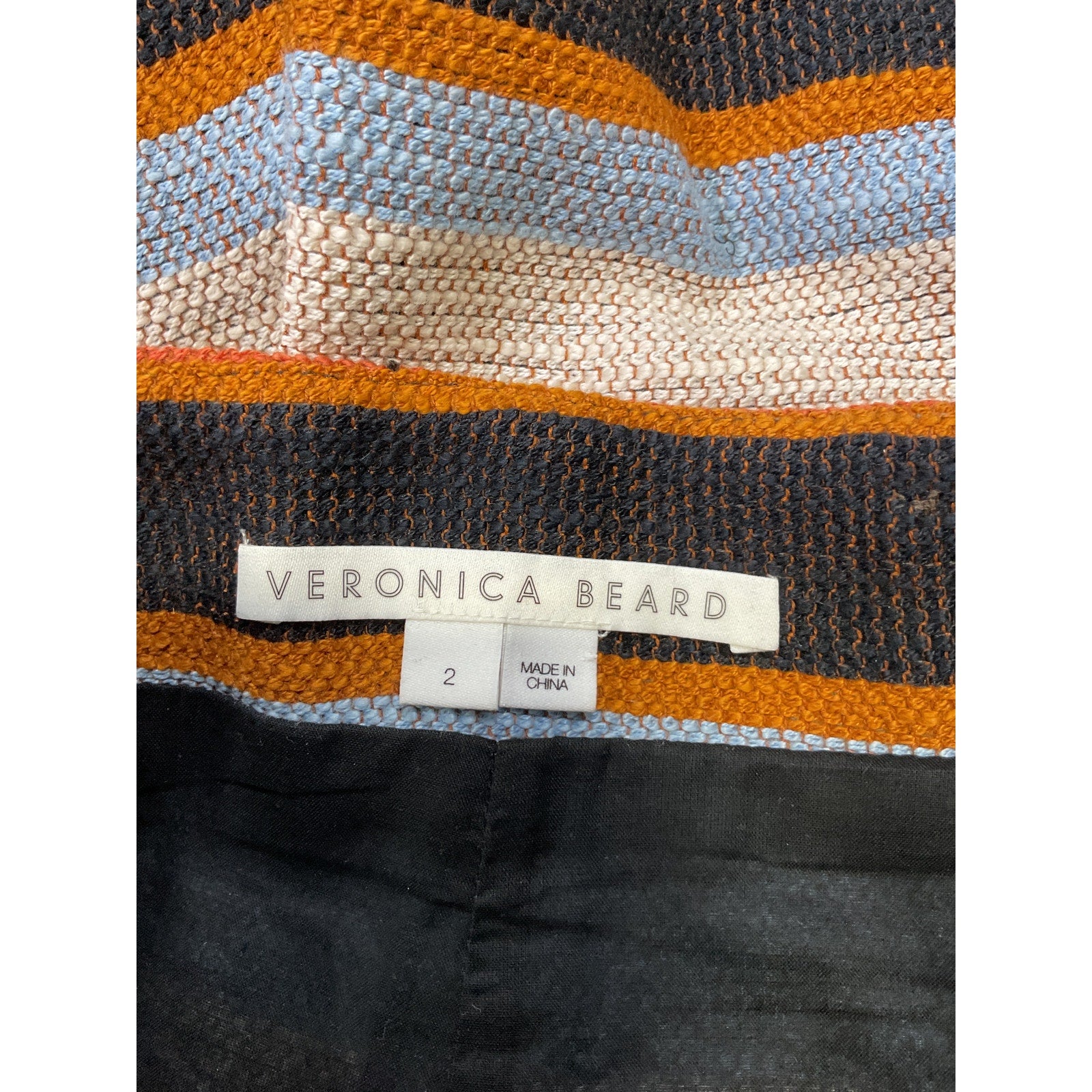 Veronica Beard 'Jazmin' Orange Cotton Striped Short Size 2