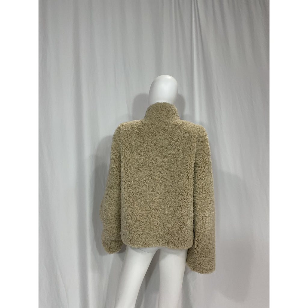 Zadig & Voltaire 'Fino' Tan Soft Curly Faux Fur Teddy Jacket Size L