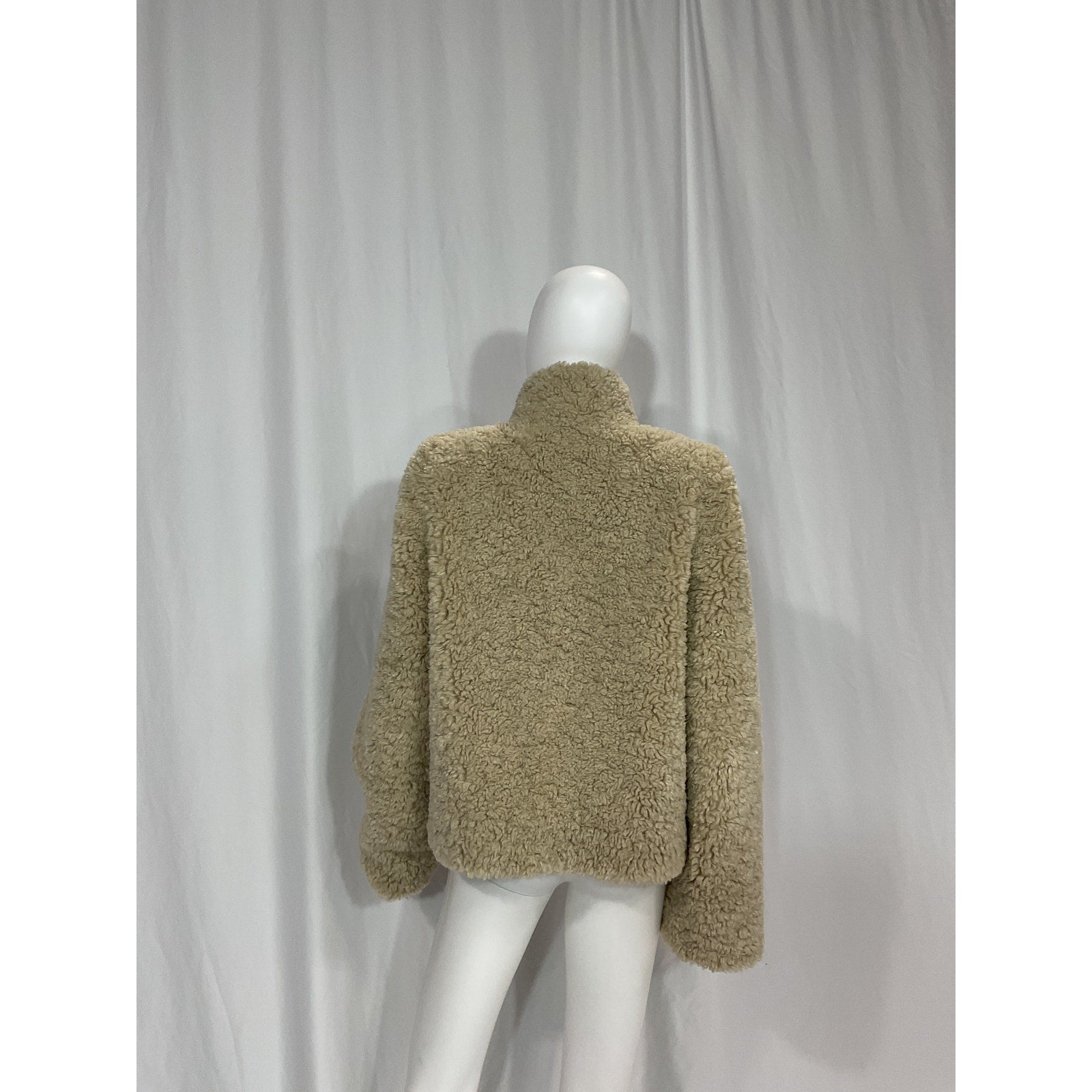 Zadig & Voltaire 'Fino' Tan Soft Curly Faux Fur Teddy Jacket Size L
