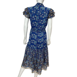 Misa Los Angeles Ruffled Lapis Ombre Viola Dress Size S