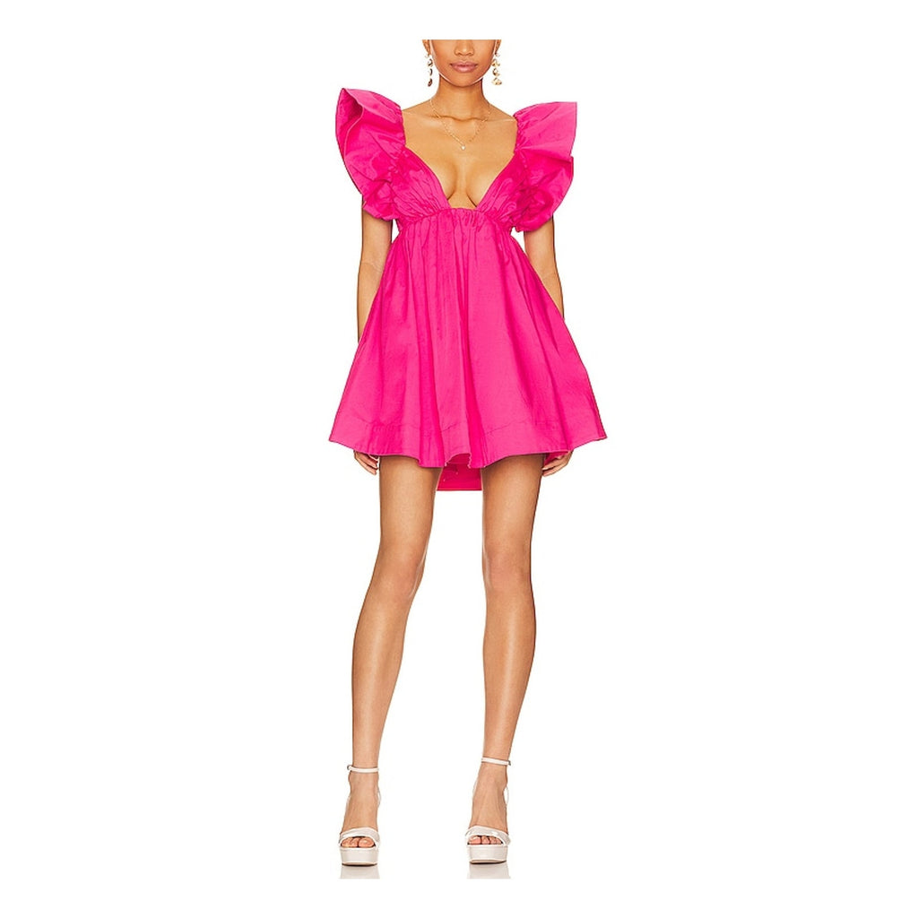 For Love & Lemons 'Clementine' Pink Viscose Mini Dress Size XS