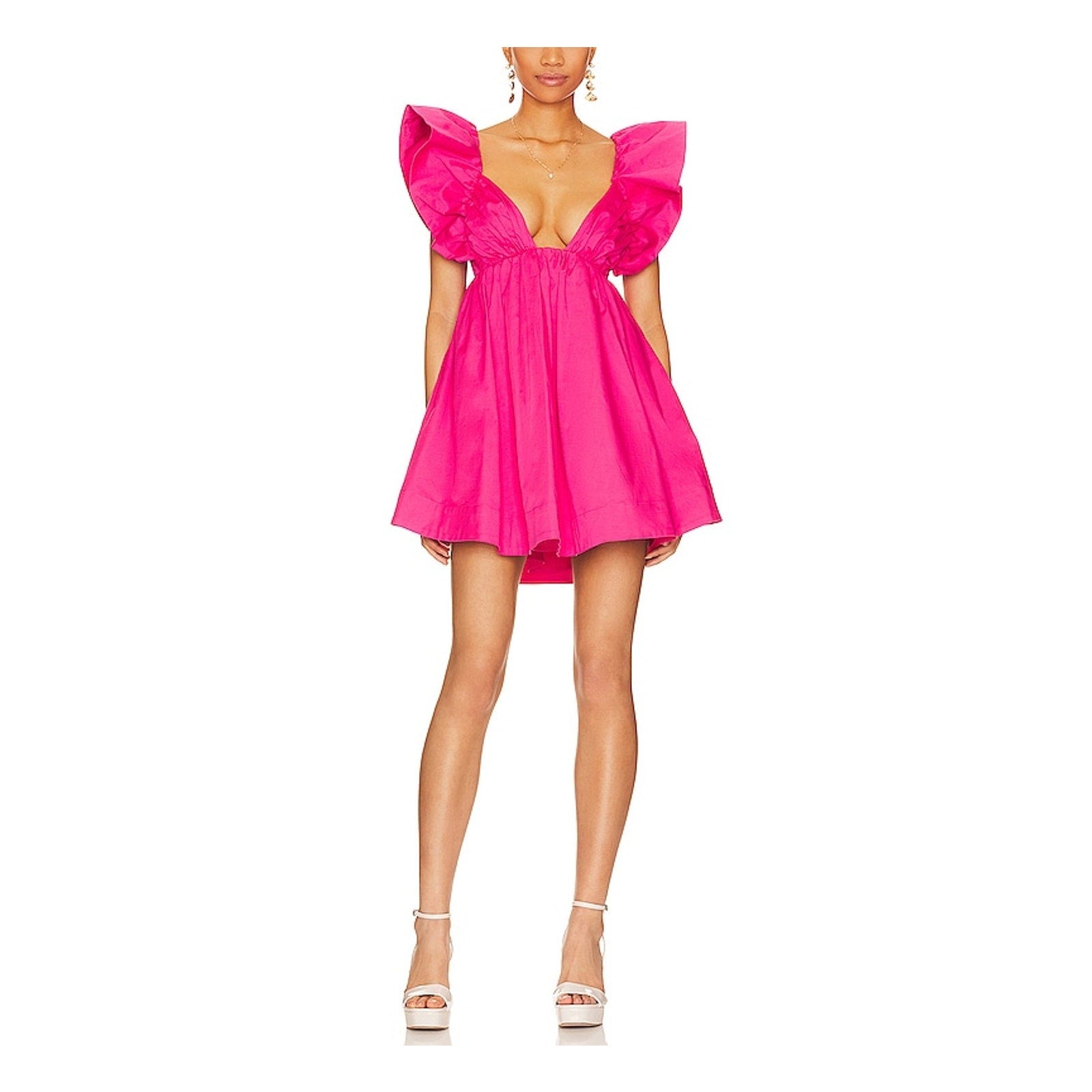 For Love & Lemons 'Clementine' Pink Viscose Mini Dress Size XS