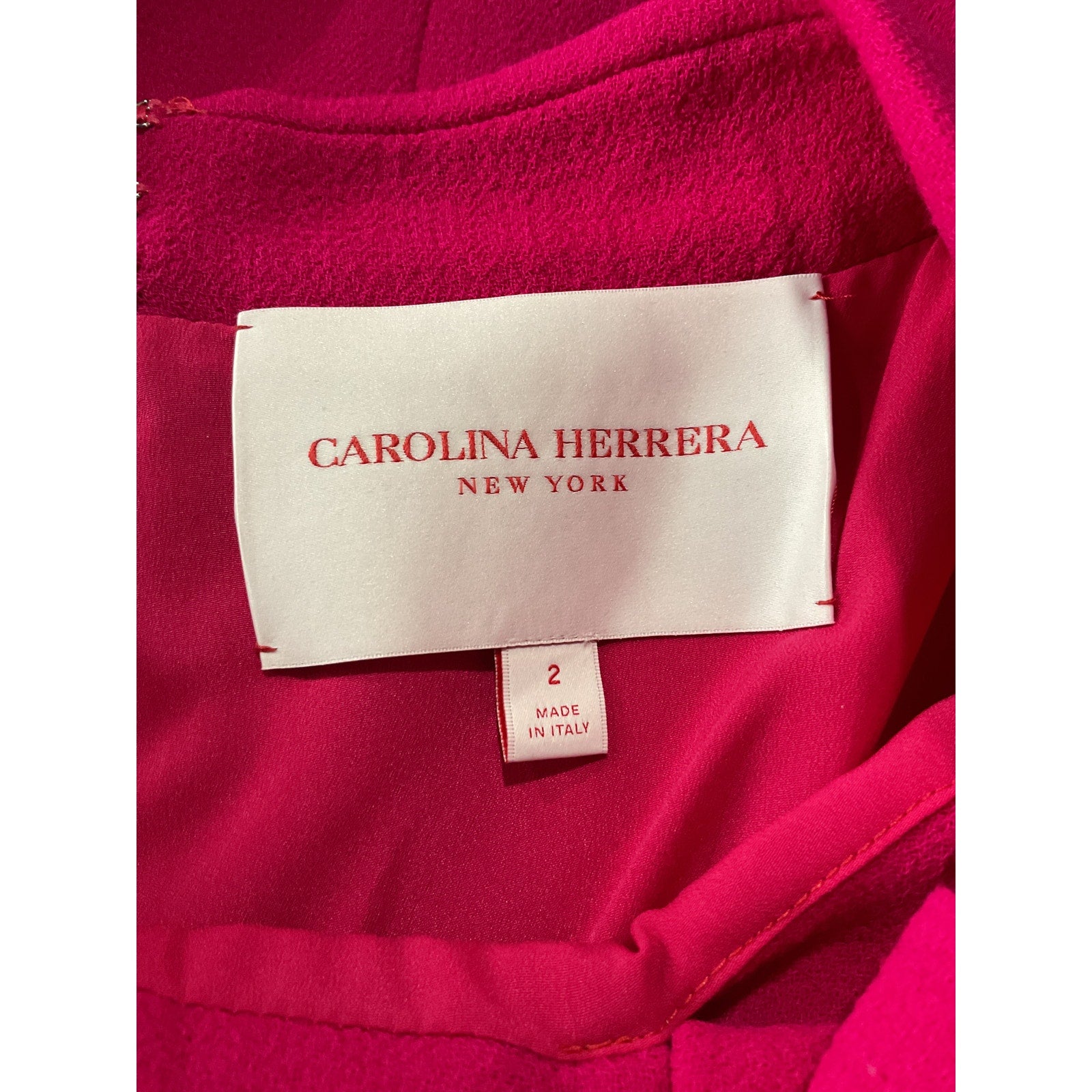 Carolina Herrera Pink Wool Tie Boat Neck Short Sleeve Mini Dress Size 2