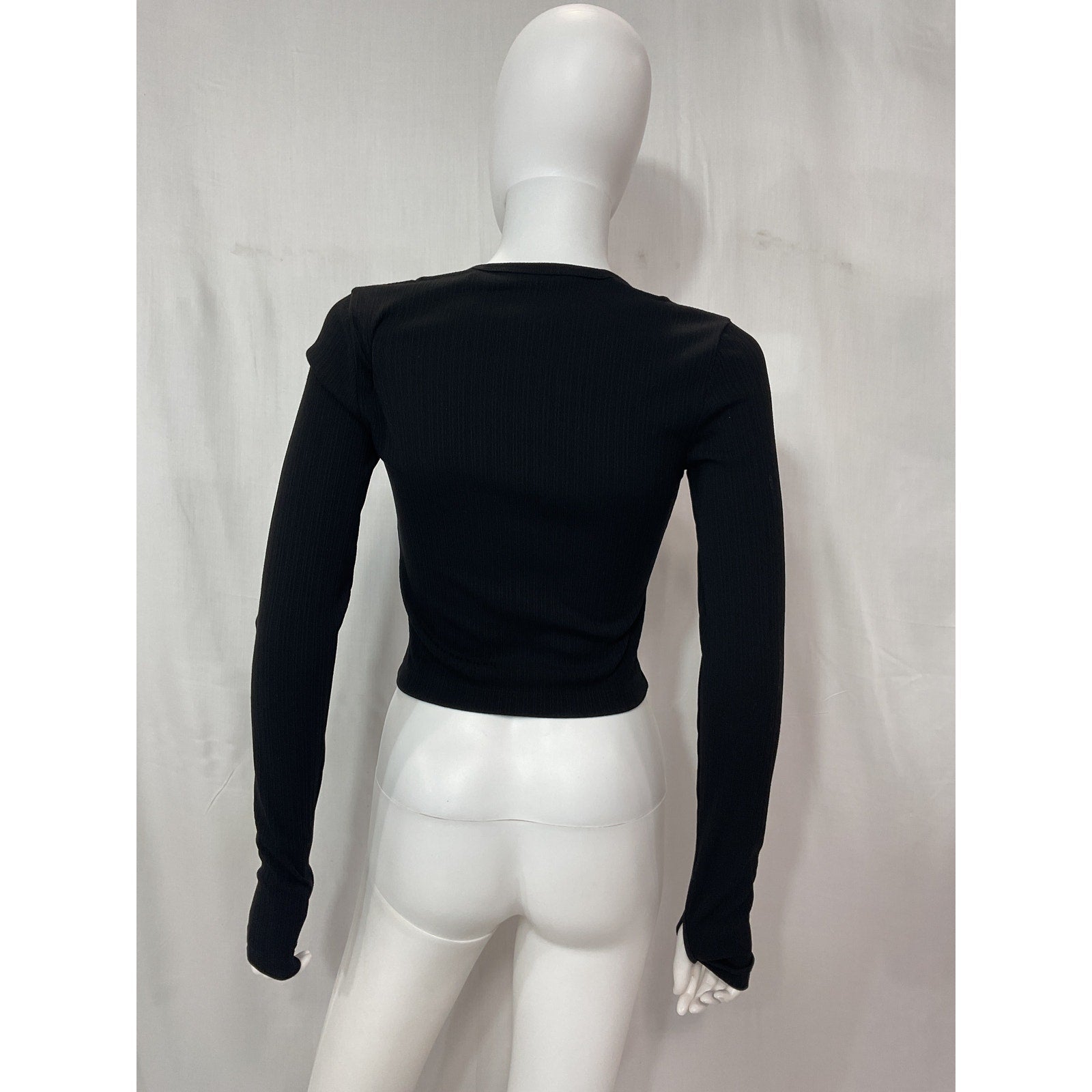 Helmut Lang Square Neck Black Long Sleeve Cardigan Size S