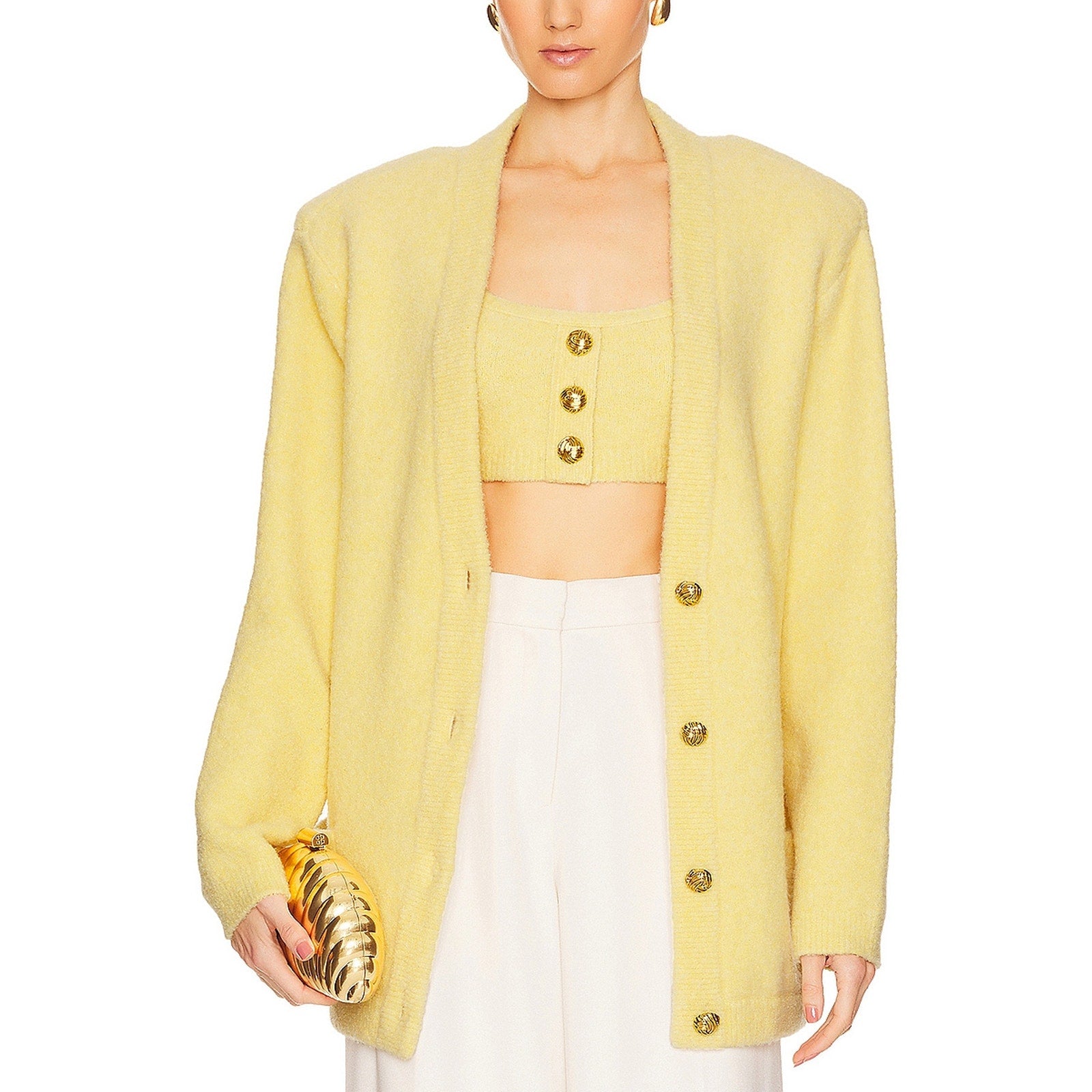 Ronny Kobo 'Hilari' Yellow Wool Cardigan Size S