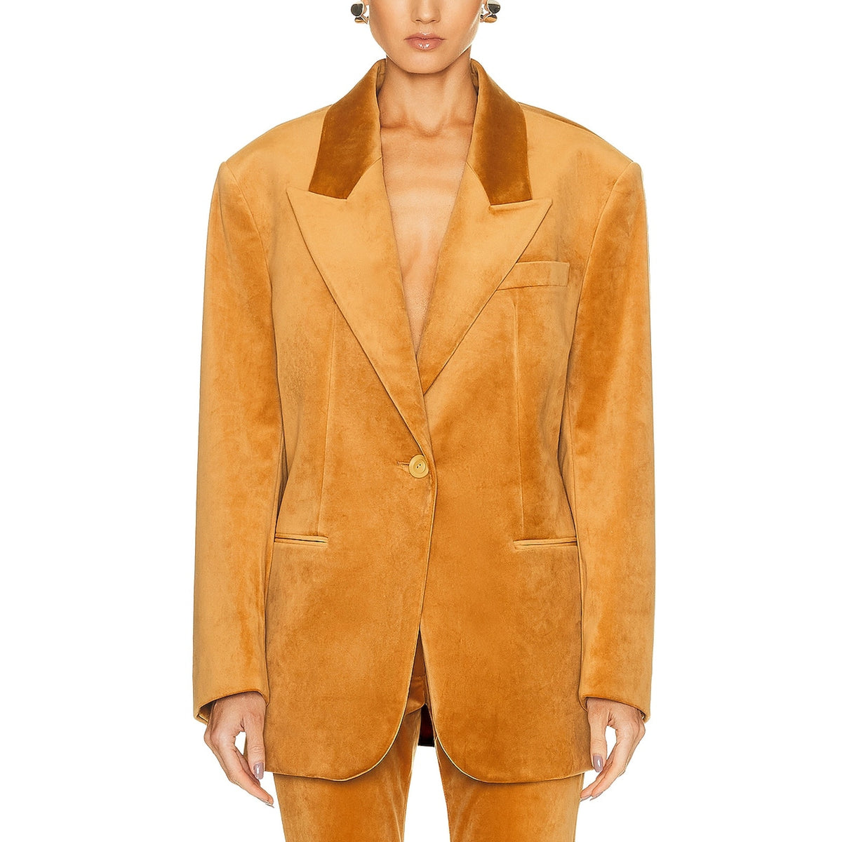 Acne Studios Yellow Polyester Single Button Blazer Size 40