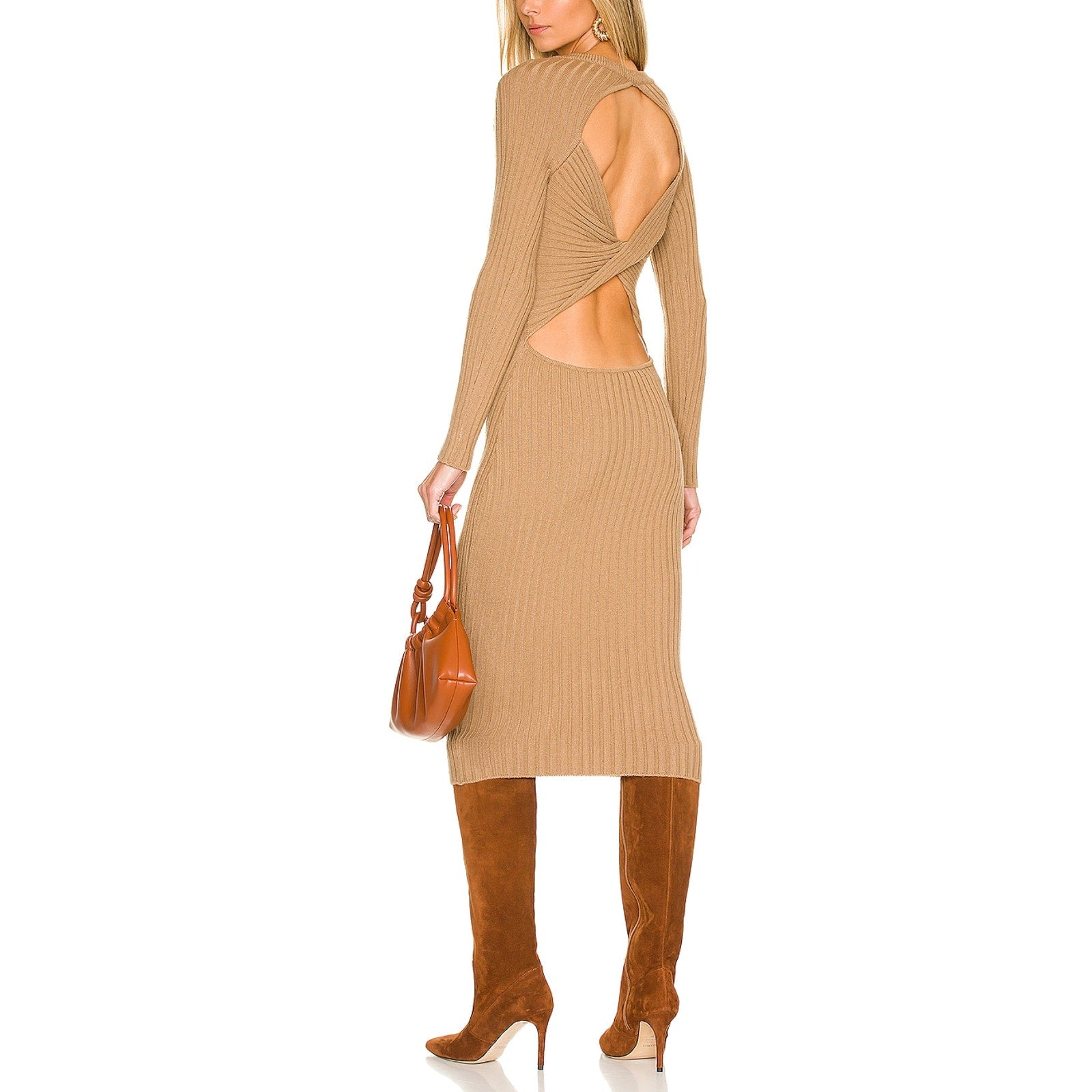 Valentina Shah 'Dame' Back Cut Out Beige Knit Dress Size M