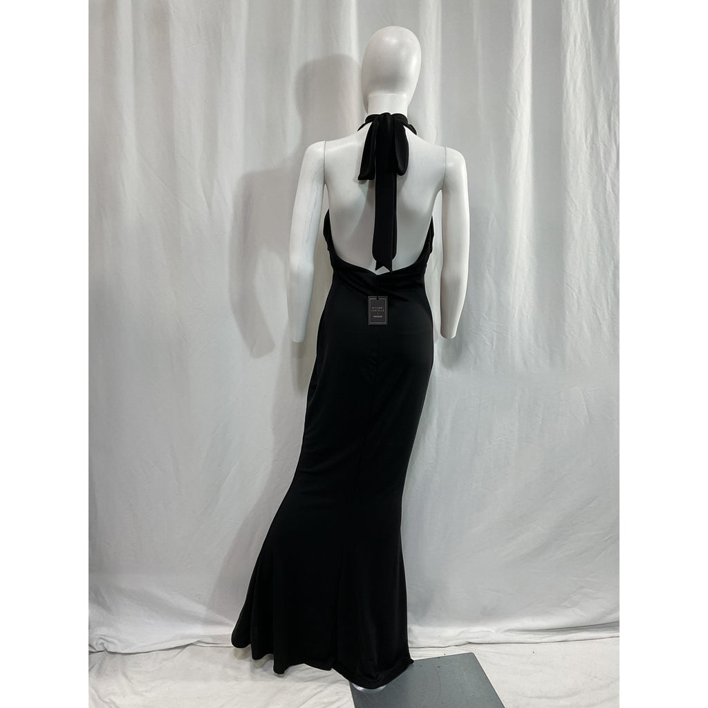 Michael Costello x Revolve 'Cross' Black Front Cut Out Halterneck Maxi Dress Size M - NWT