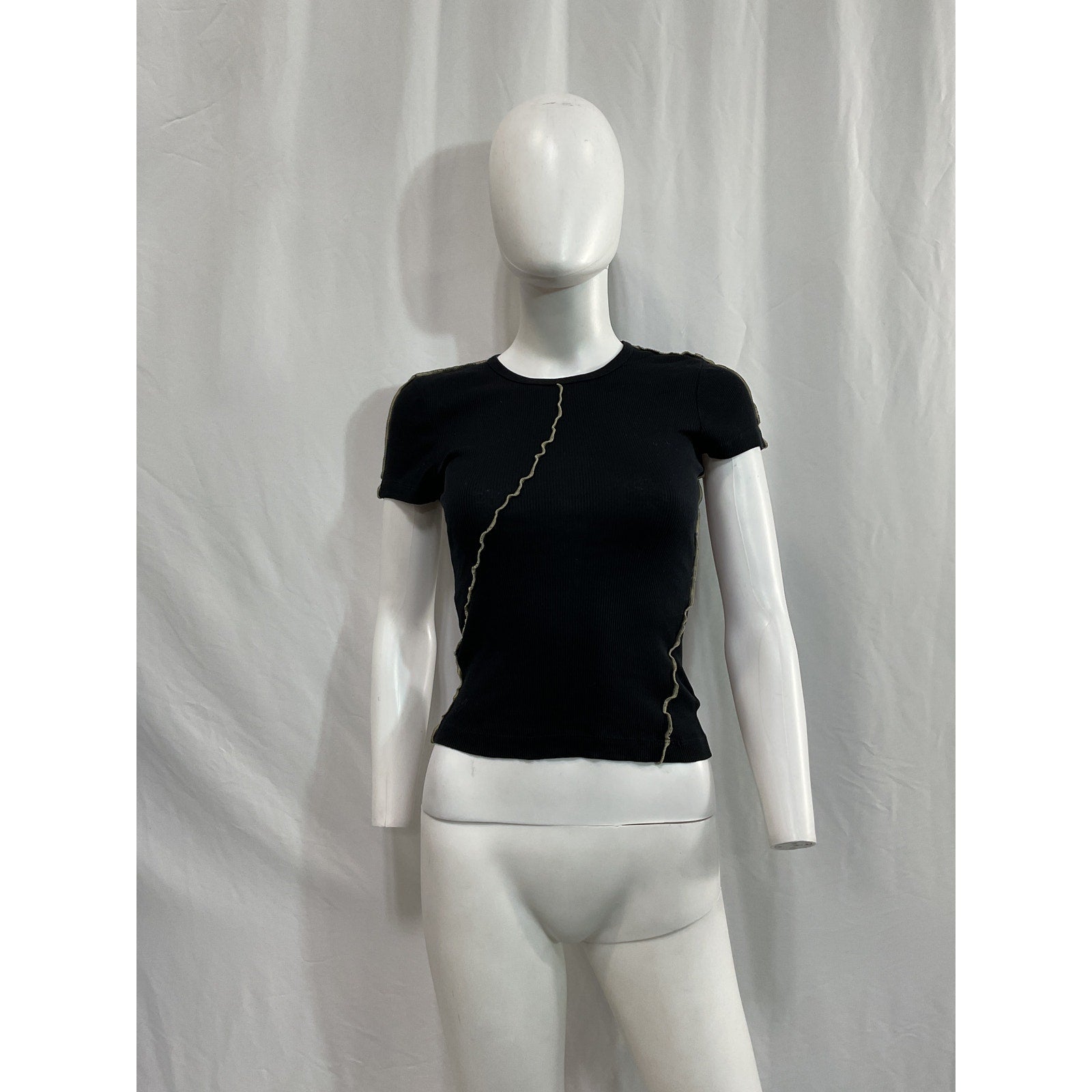 Helmut Lang Black Cotton Short Sleeve Top Size S