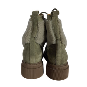 Voile Blanche Shearling Lined Olive Green Cleofe Boots Size 11 US / 41 EU