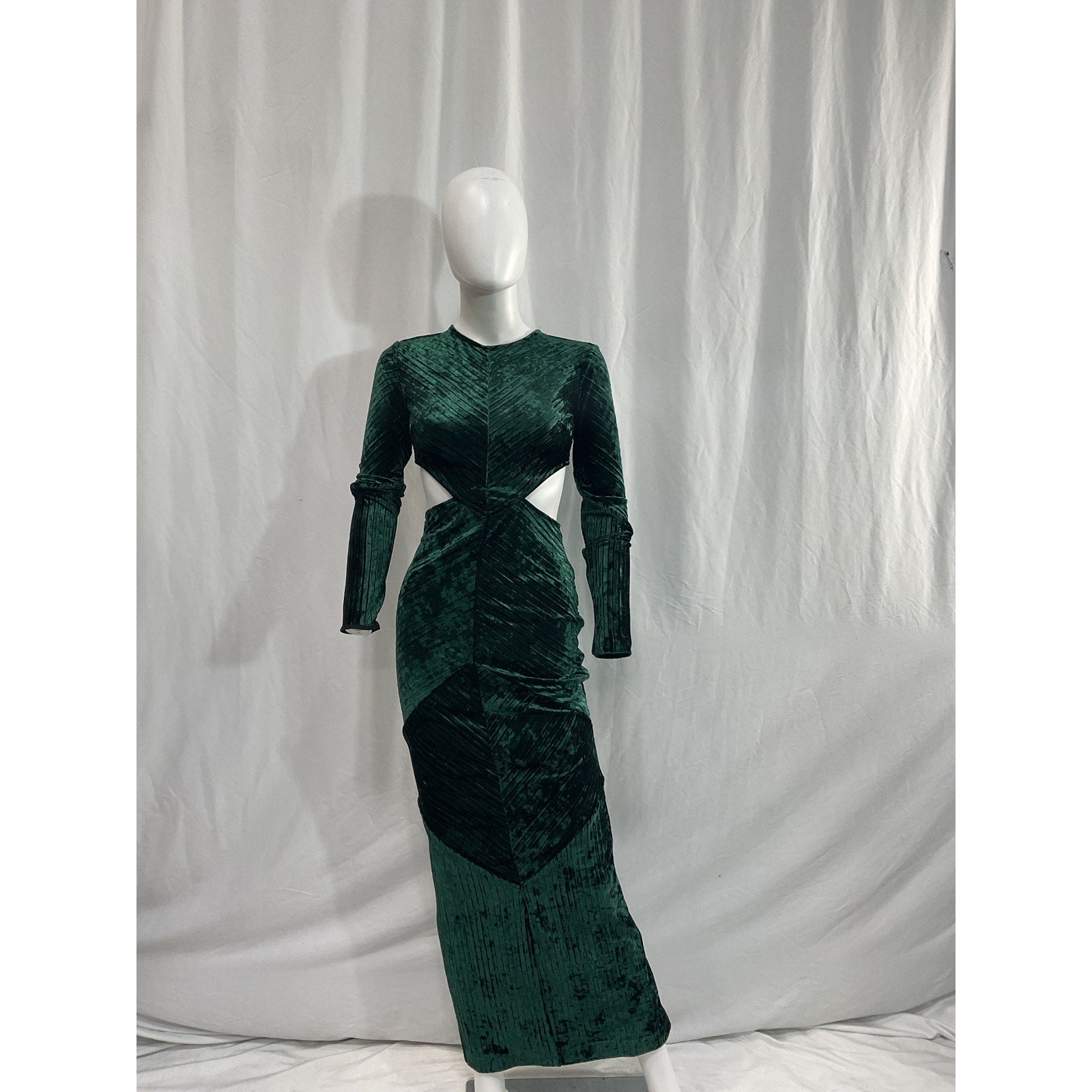 Michael Costello x Revolve 'Spencer' Green Velvet Back Cut Out Gown Size XS