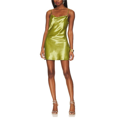 House Of Harlow 1960 Satin Green Ira Mini Dress Size M NWT