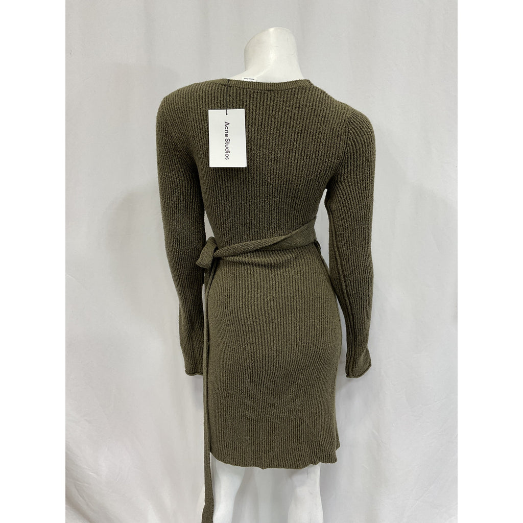 Acne Studios Long Sleeve 'Belted' Green Terry Cloth Dress Size S - NWT