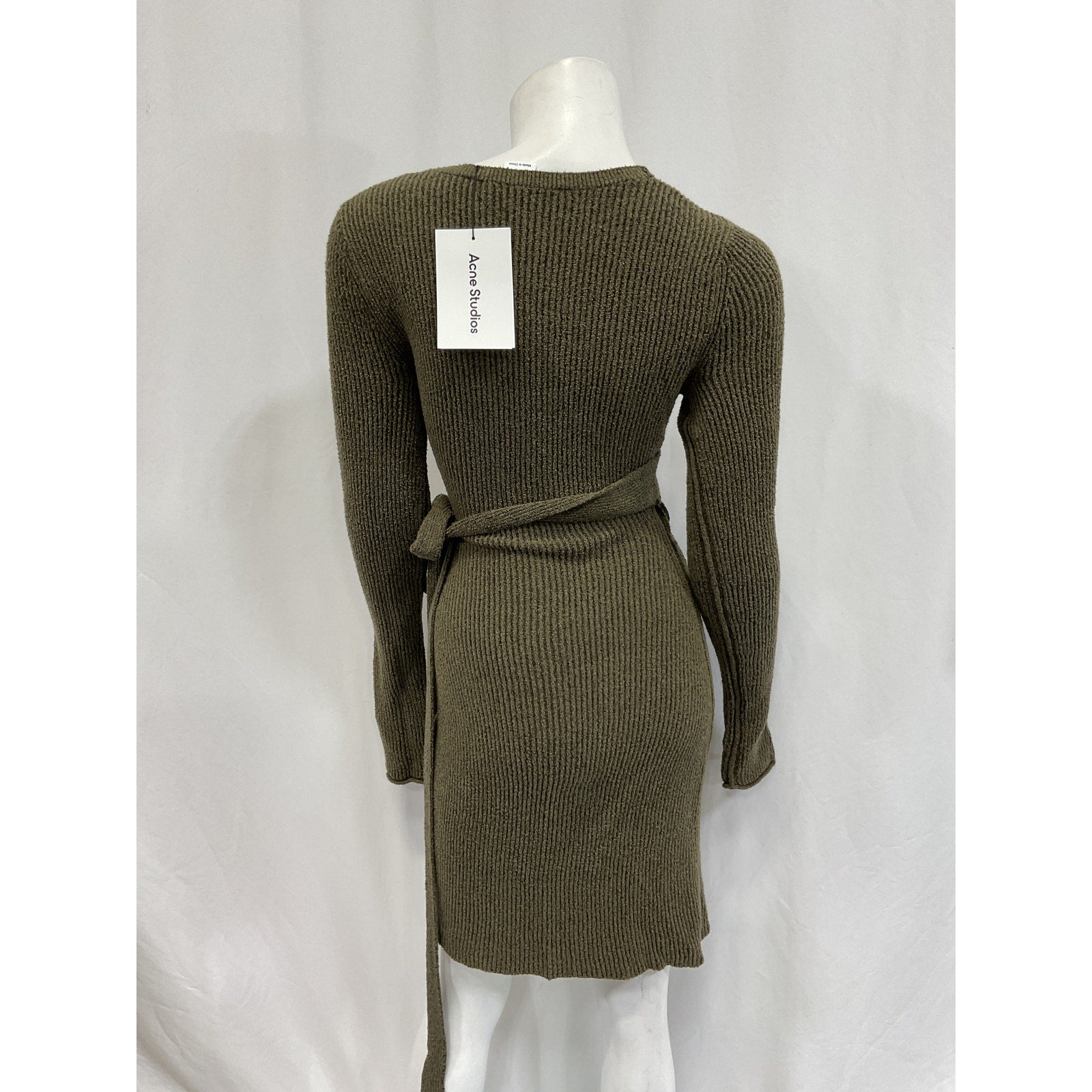 Acne Studios Long Sleeve 'Belted' Green Terry Cloth Dress Size S - NWT
