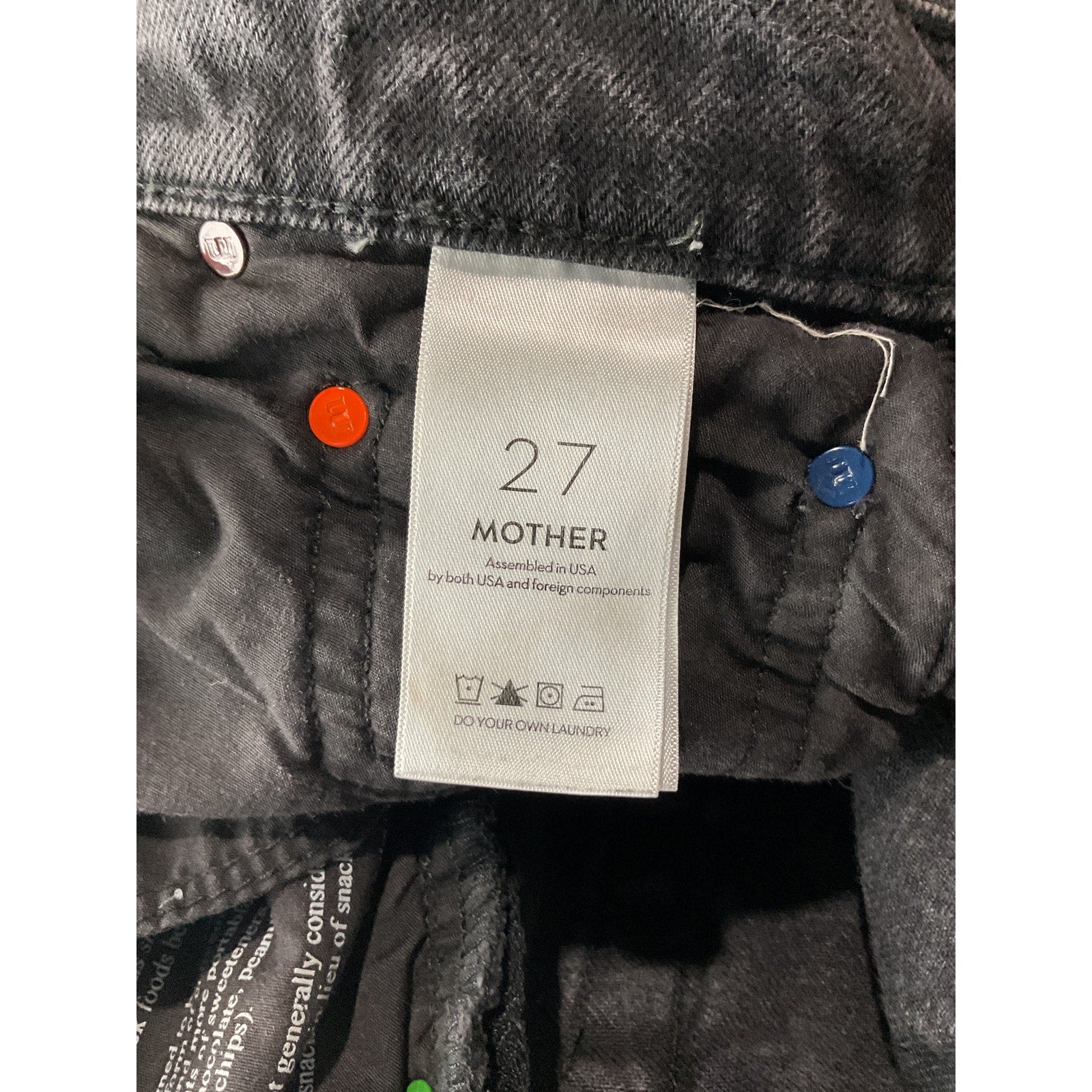 Mother Snacks! High Waisted Double Black Cotton Stack Hover Denim Jean Size 27