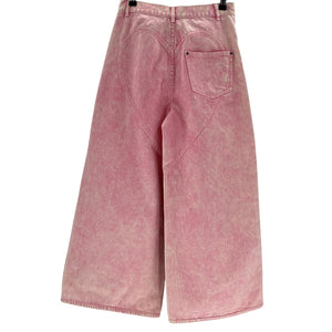 Area Wide Leg Pink Crystal Slit Denim Jeans Size 27