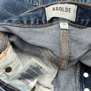 Agolde High Rise Straight Crop Blue Riley Denim Jeans Size 24