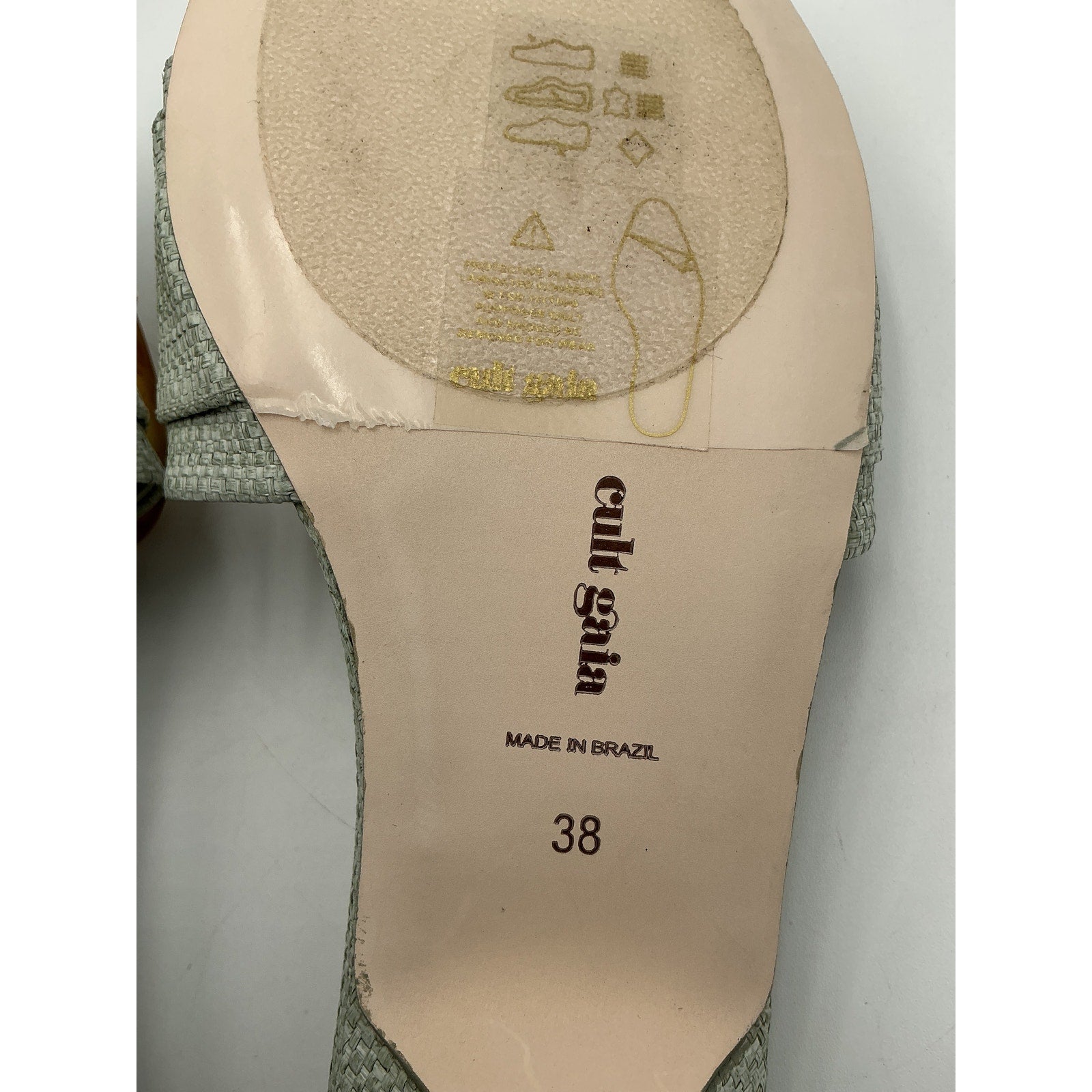 Cult Gaia 'Nelly' Green Raffia Sandal Size 38
