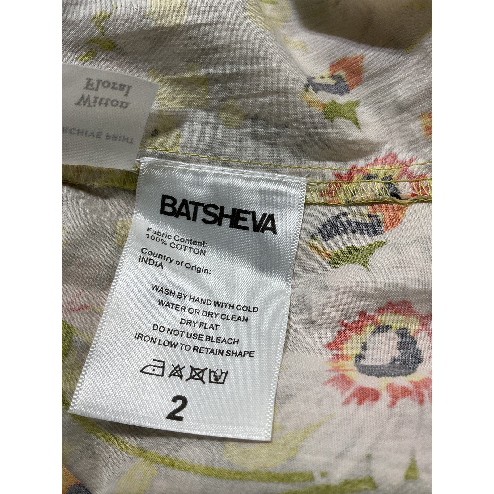 Batsheva 'Prairie' Yellow Floral Print Square Neck Mini Long Puff Sleeve Dress Size 2 - NWT