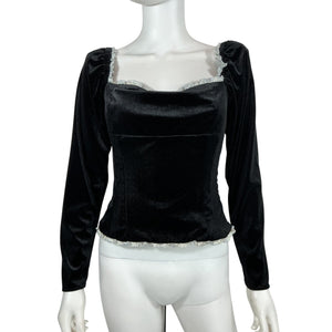 Astr The Label Velvet Black Briella Corset Top Size M