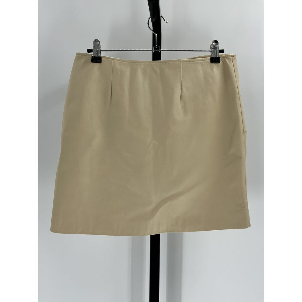 Retrofete Leather 'Willa' Beige Leather Skirt Size M