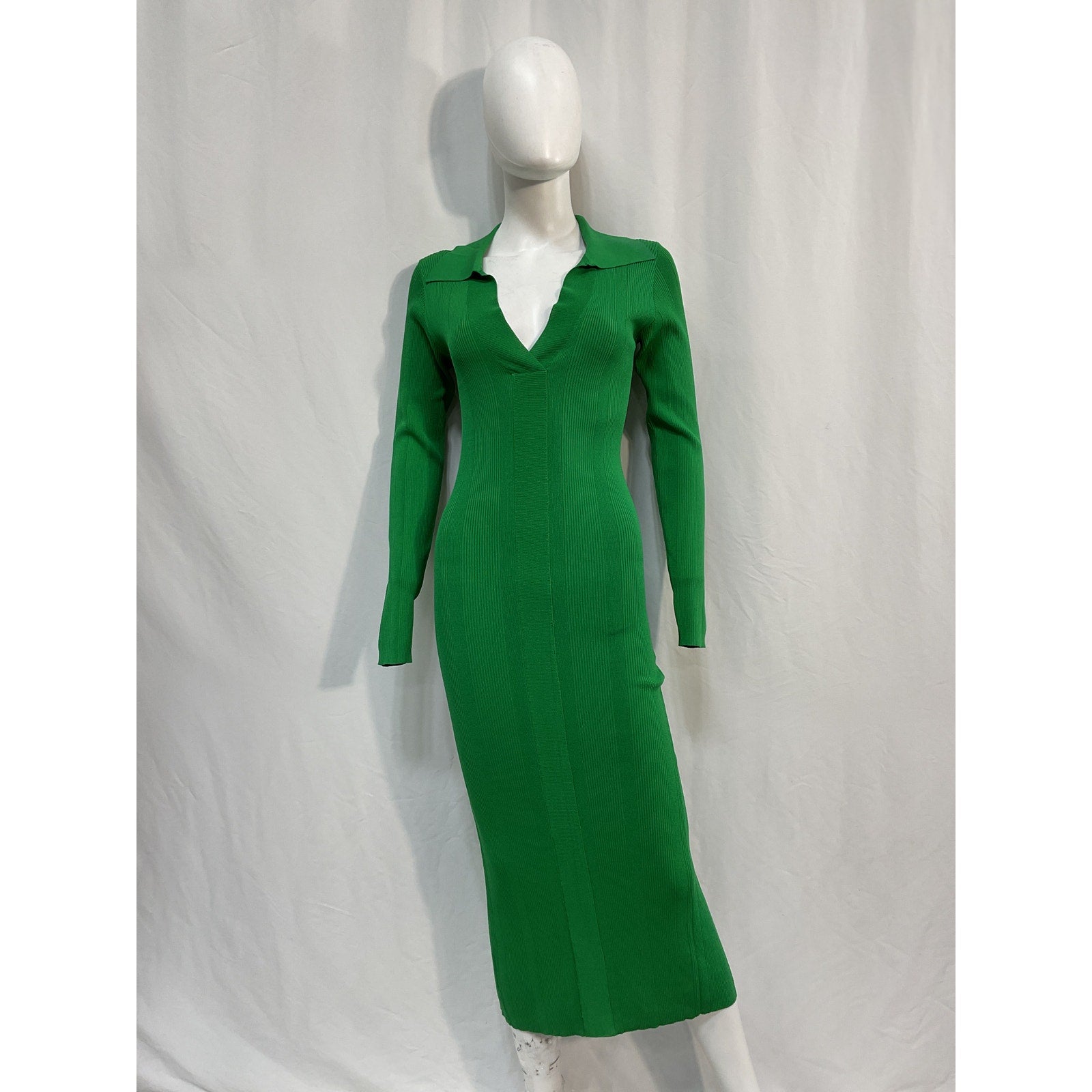 Remain 'Birger' Green Viscose Christensen Joy Fitted Knit Midi Dress Size 6