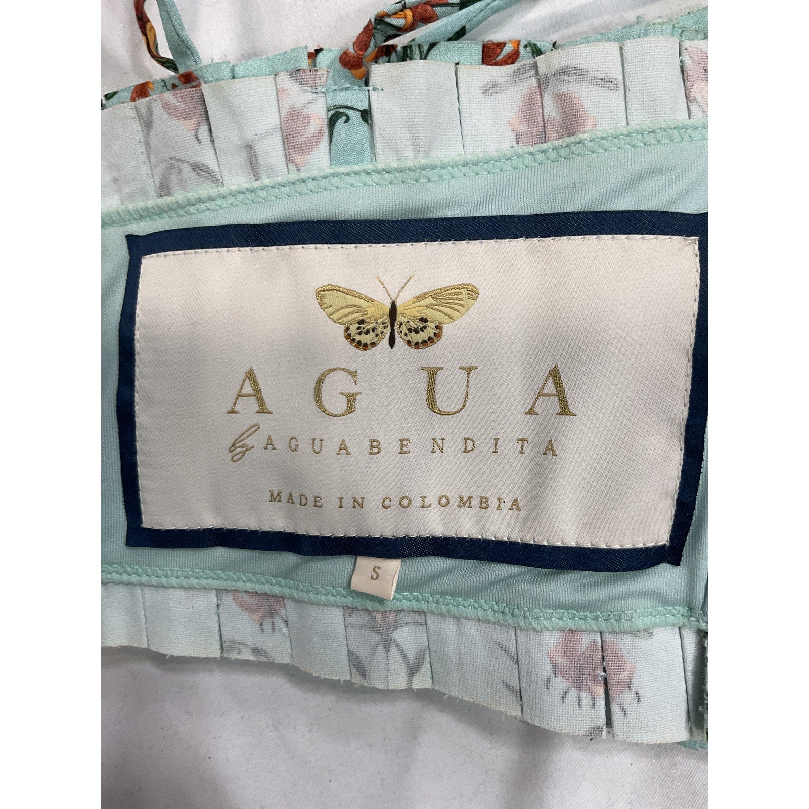 Agua By Agua Bendita 'Moringa Monrca Azul' Blue Floral Print Crop Top Size S