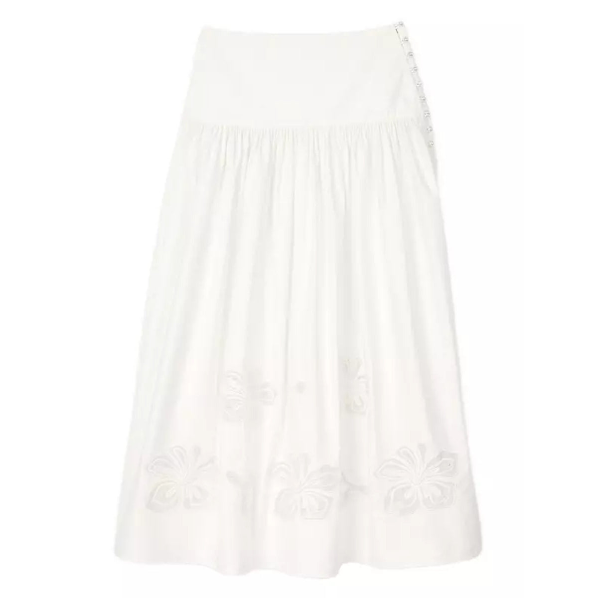 Sandro Embroidered White Poplin Maxi Skirt Size 38/US 6
