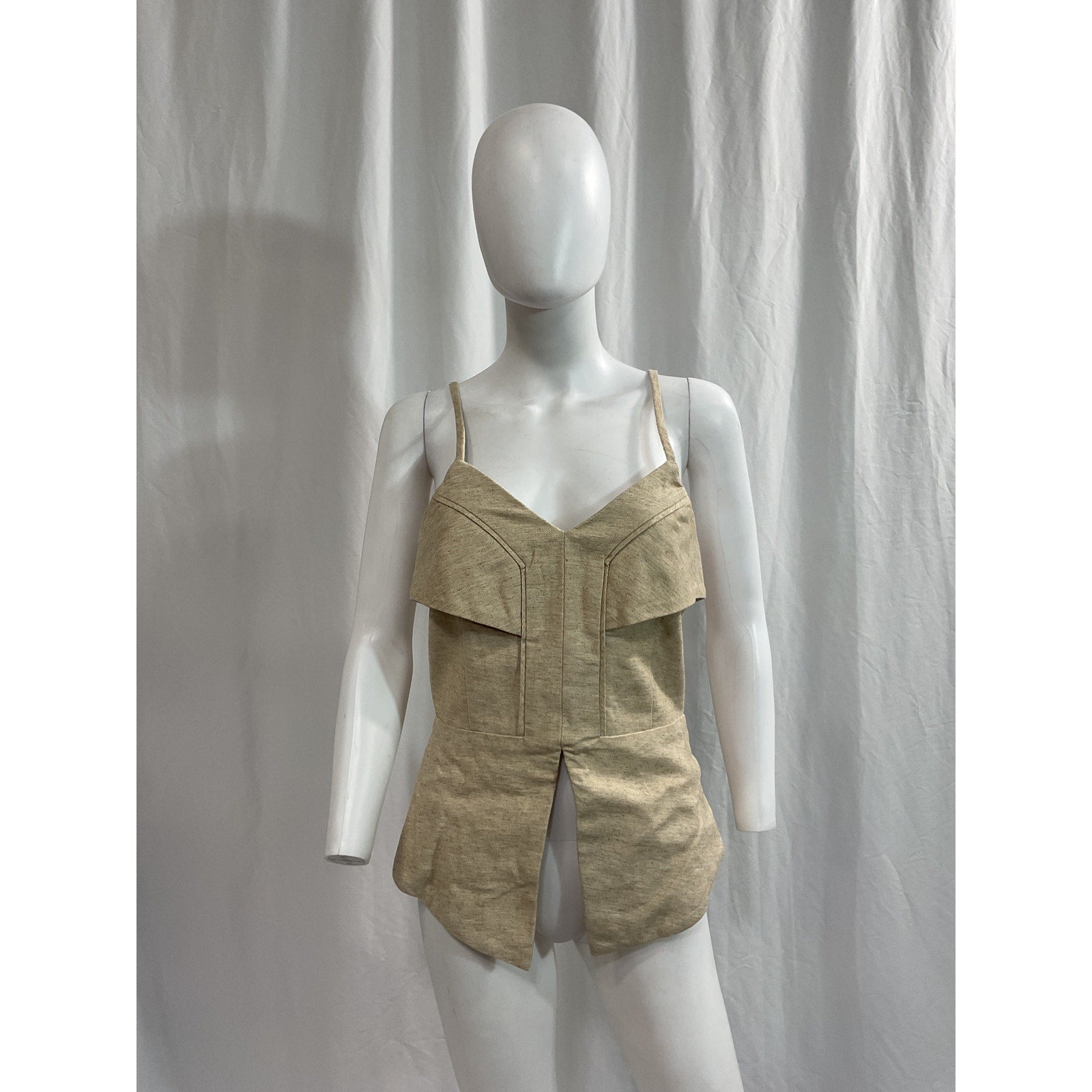 Cult Gaia 'Noah' Tan Cotton Sateen Top Size 6 - NWT