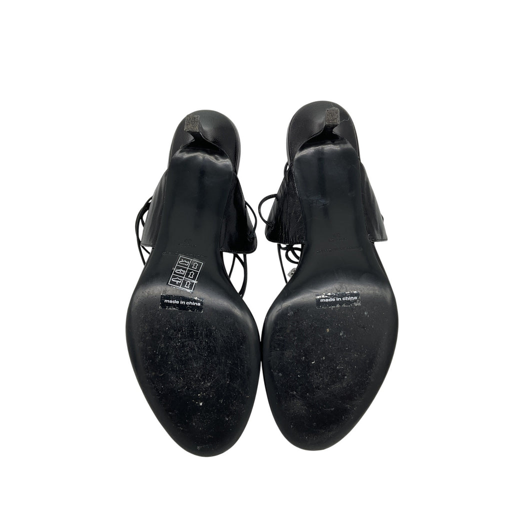Alexander Wang Black Leather Ankle-Strap Low-Heel Sandals Size 40