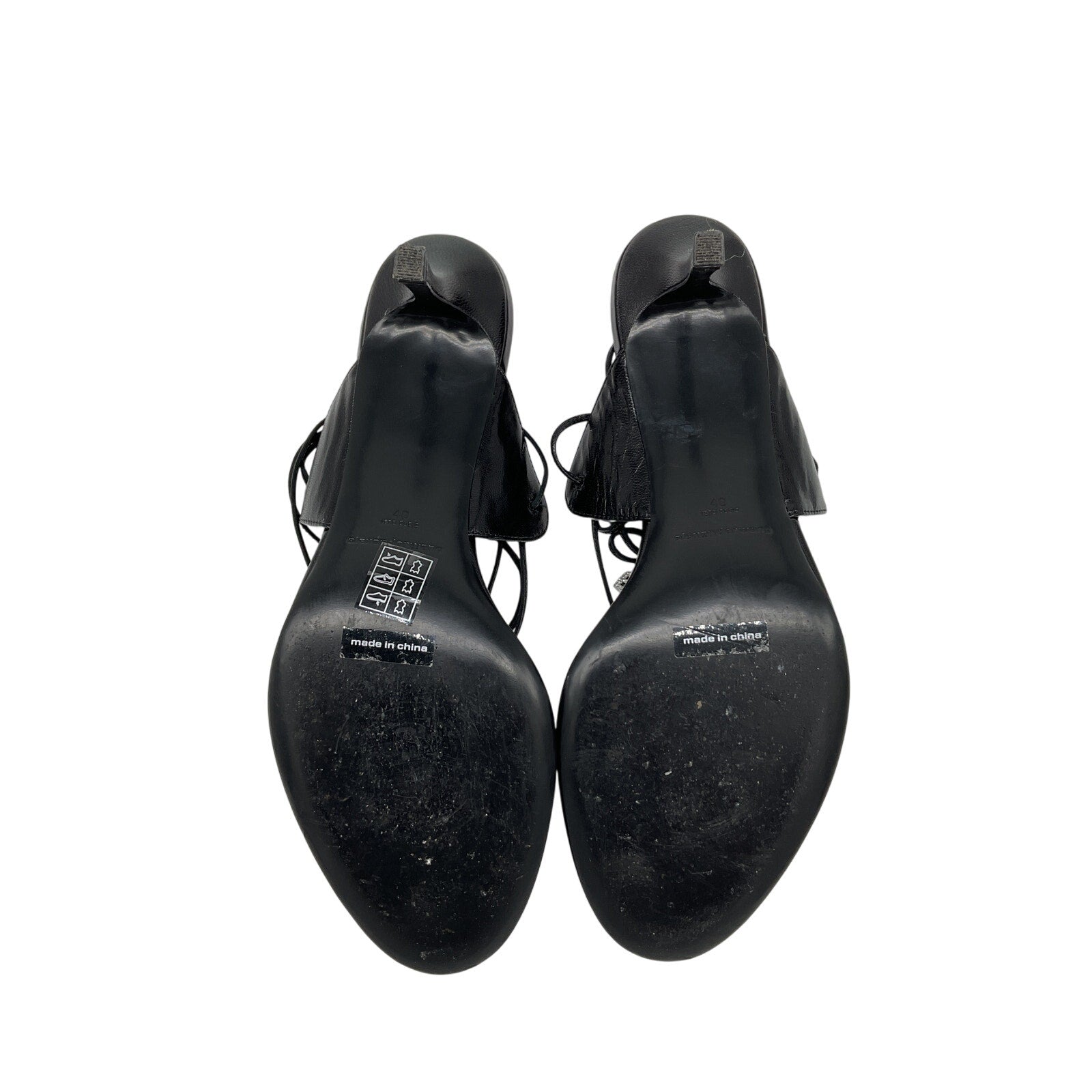 Alexander Wang Black Leather Ankle-Strap Low-Heel Sandals Size 40