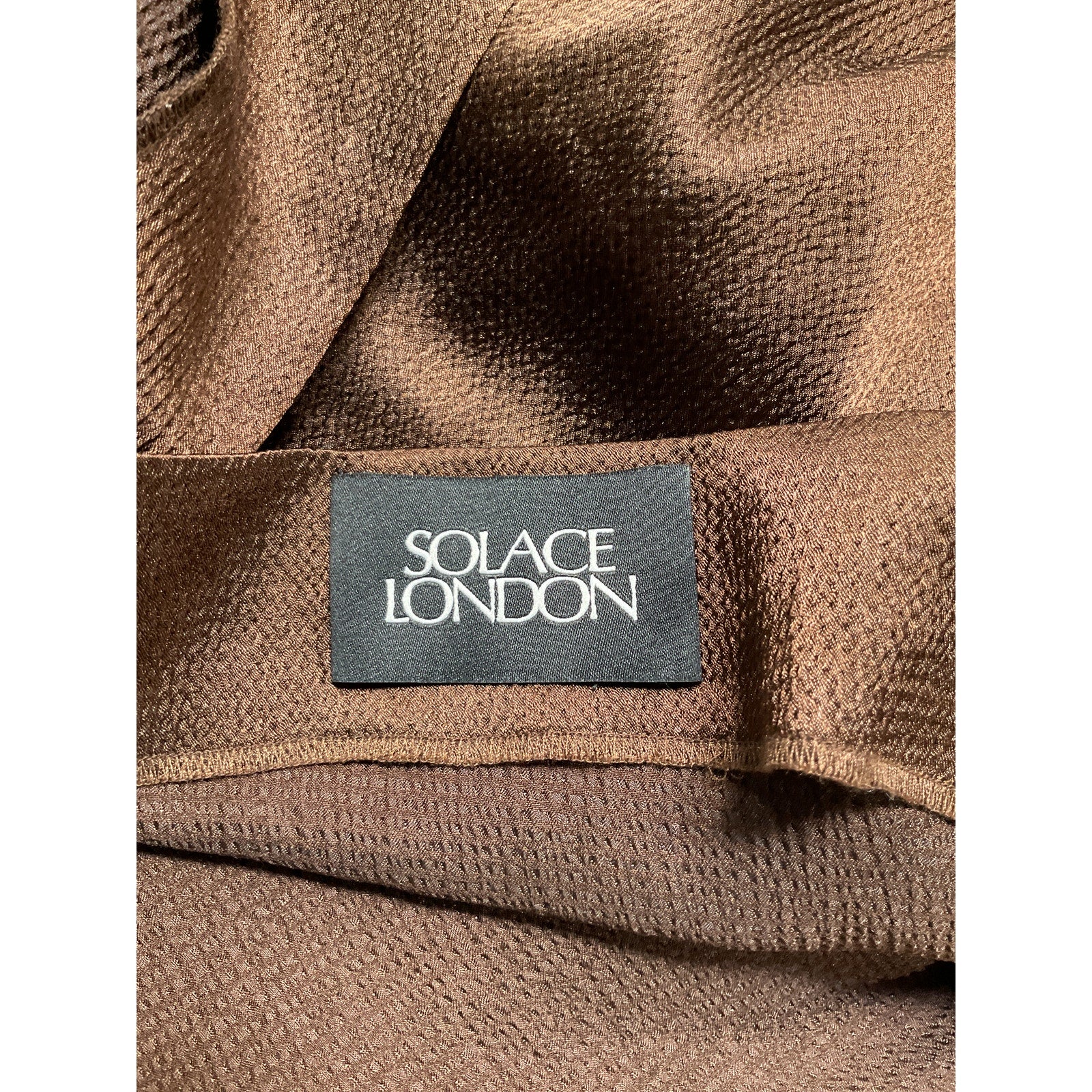 Solace London 'Clara' Brown Satin Mini Dress Size 0