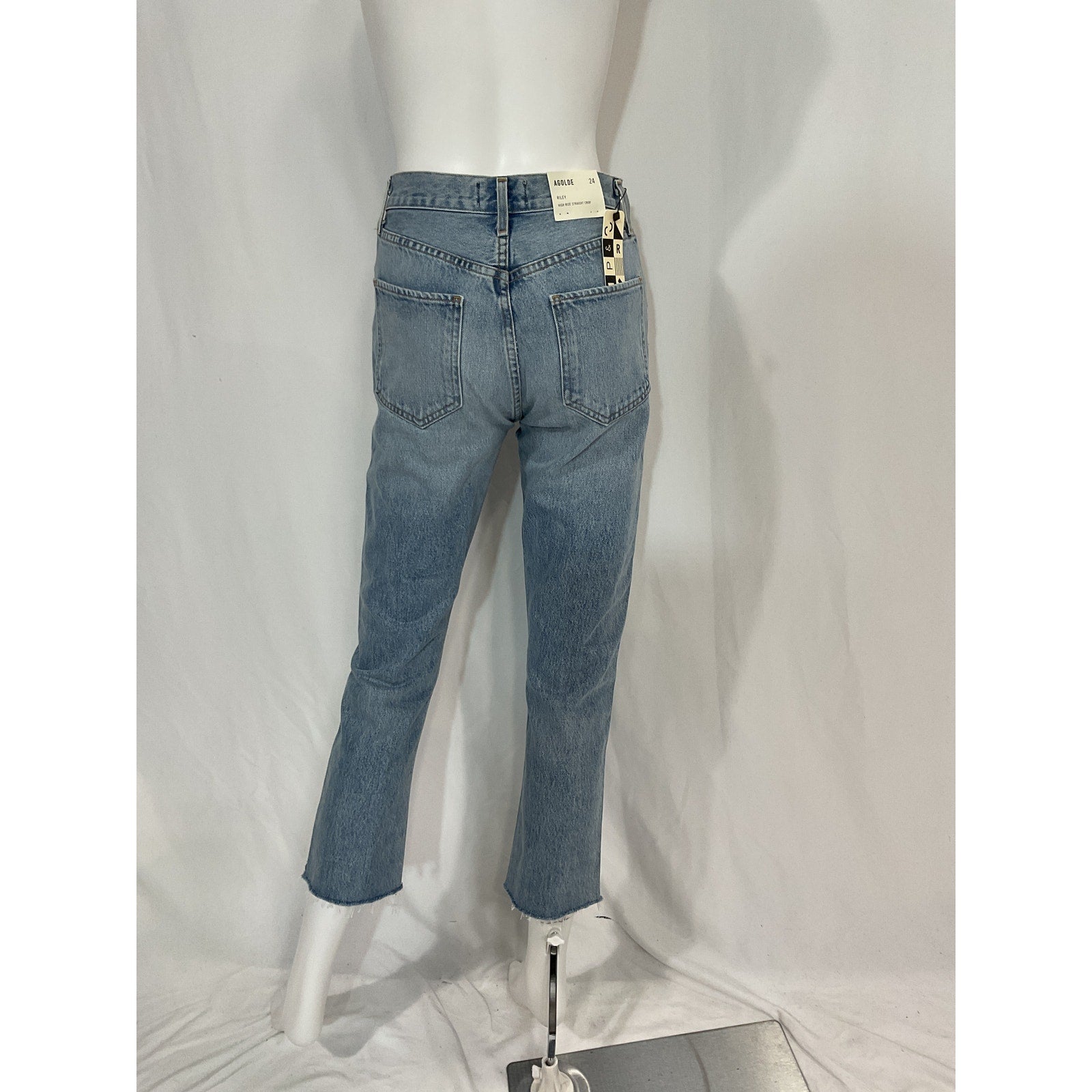 Agolde 'Riley' Blue High Rise Straight Crop Denim Jean Size 25 - NWT