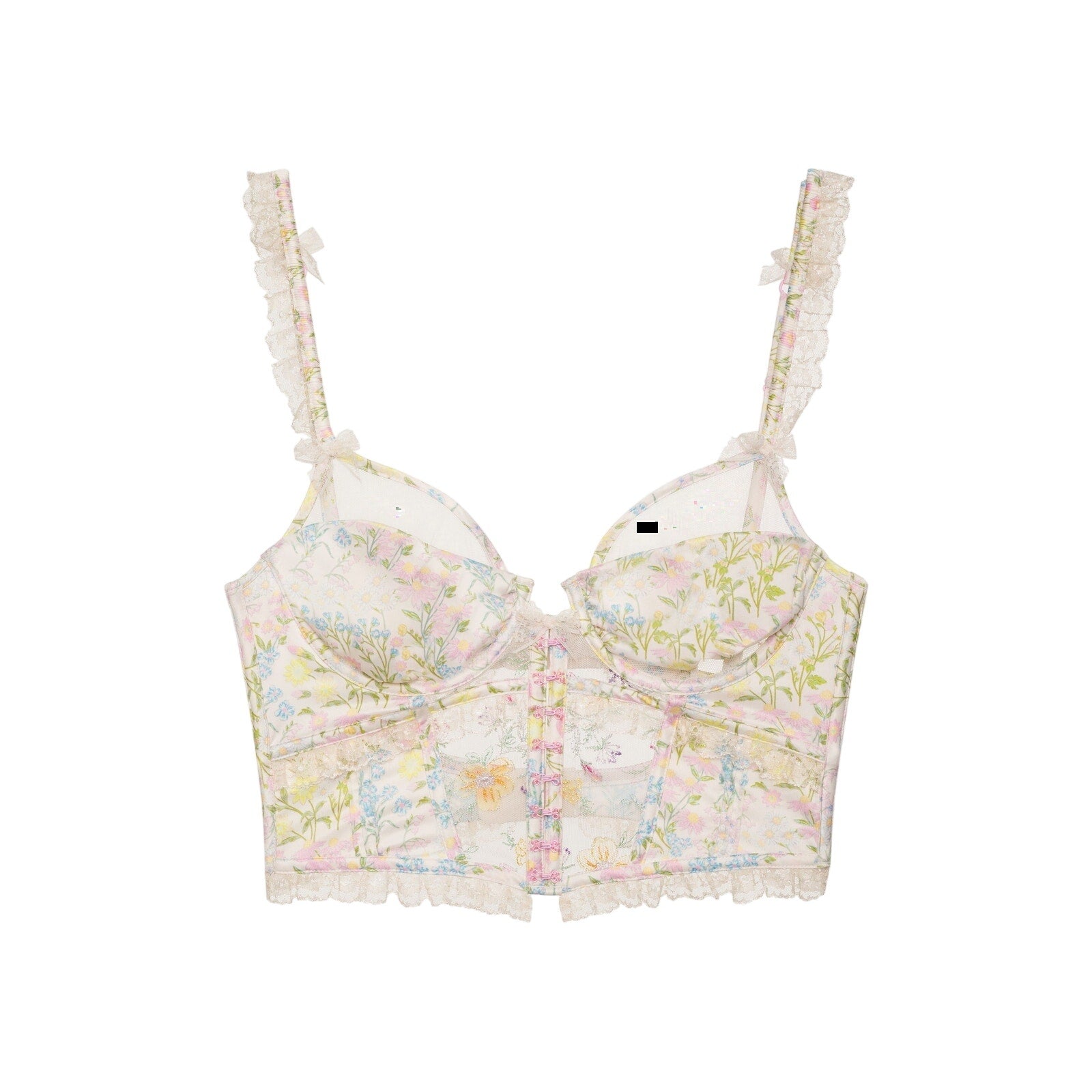 For Love & Lemons 'Glitter' Pink Polyester Garden Bustier Top Size S