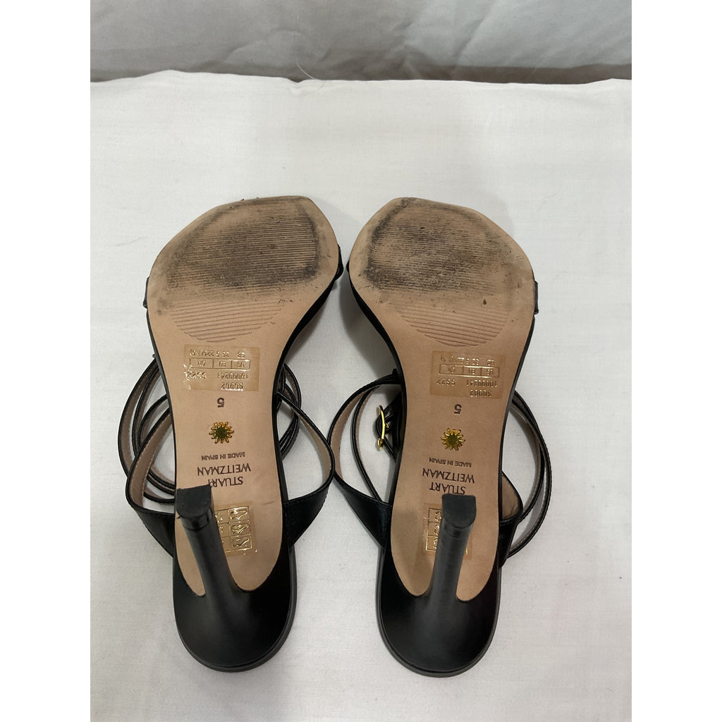 Stuart Weitzman 'Ellsie' Black 100 Lace-Up Sandal Size 5