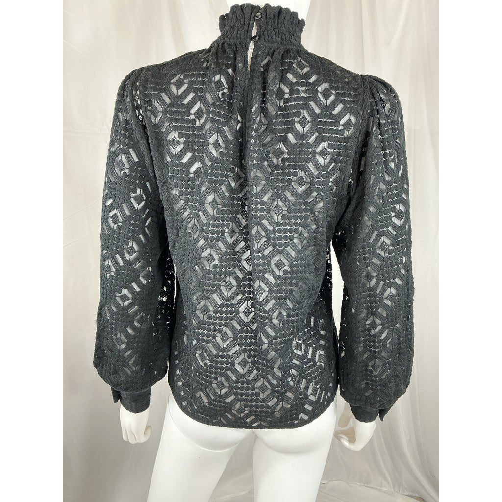 S�zane 'Shona' Black Cotton Blouse Size 34