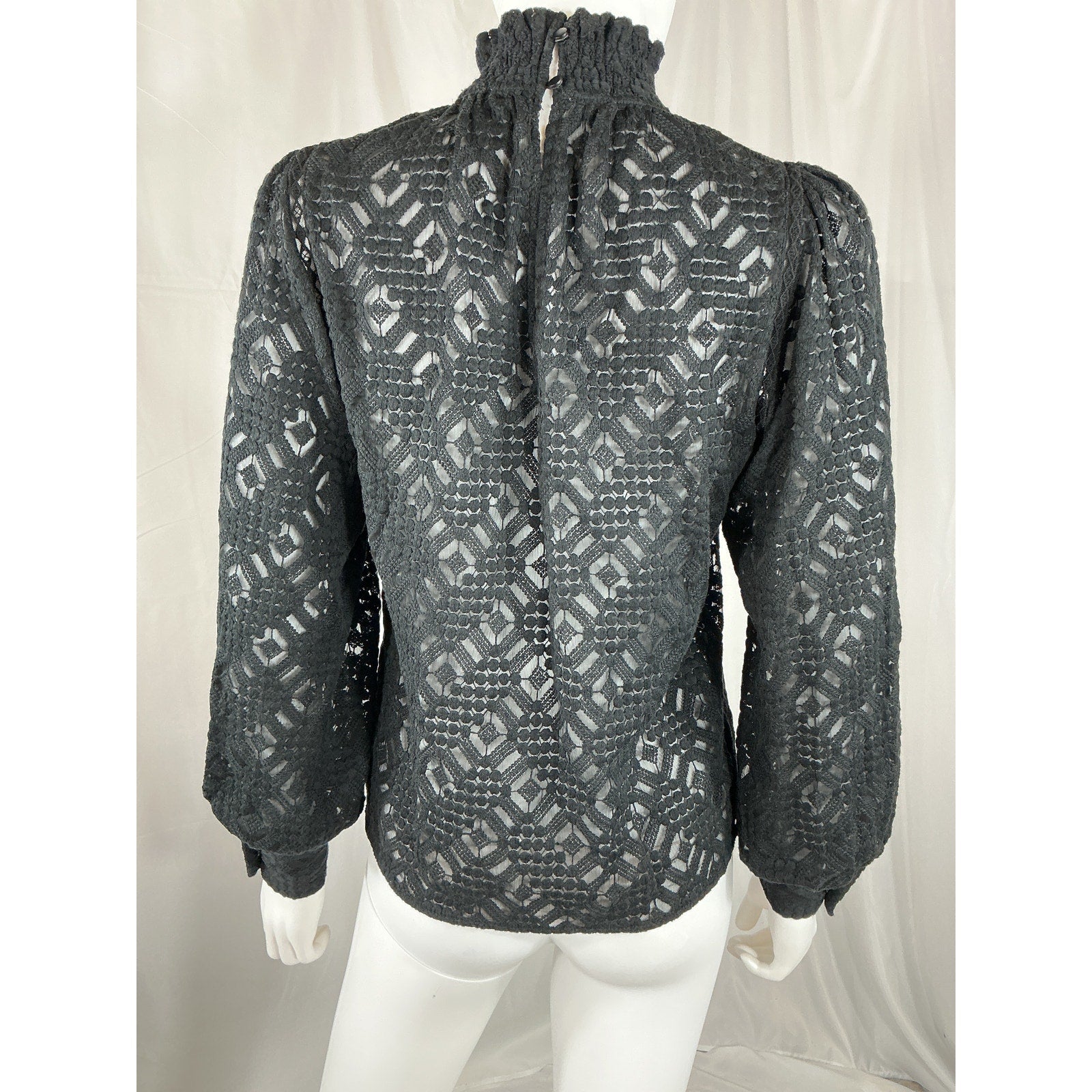 S�zane 'Shona' Black Cotton Blouse Size 34
