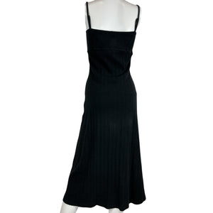 Toteme Ribbed Black Organic Cotton Blend Jersey Maxi Dress Size XS