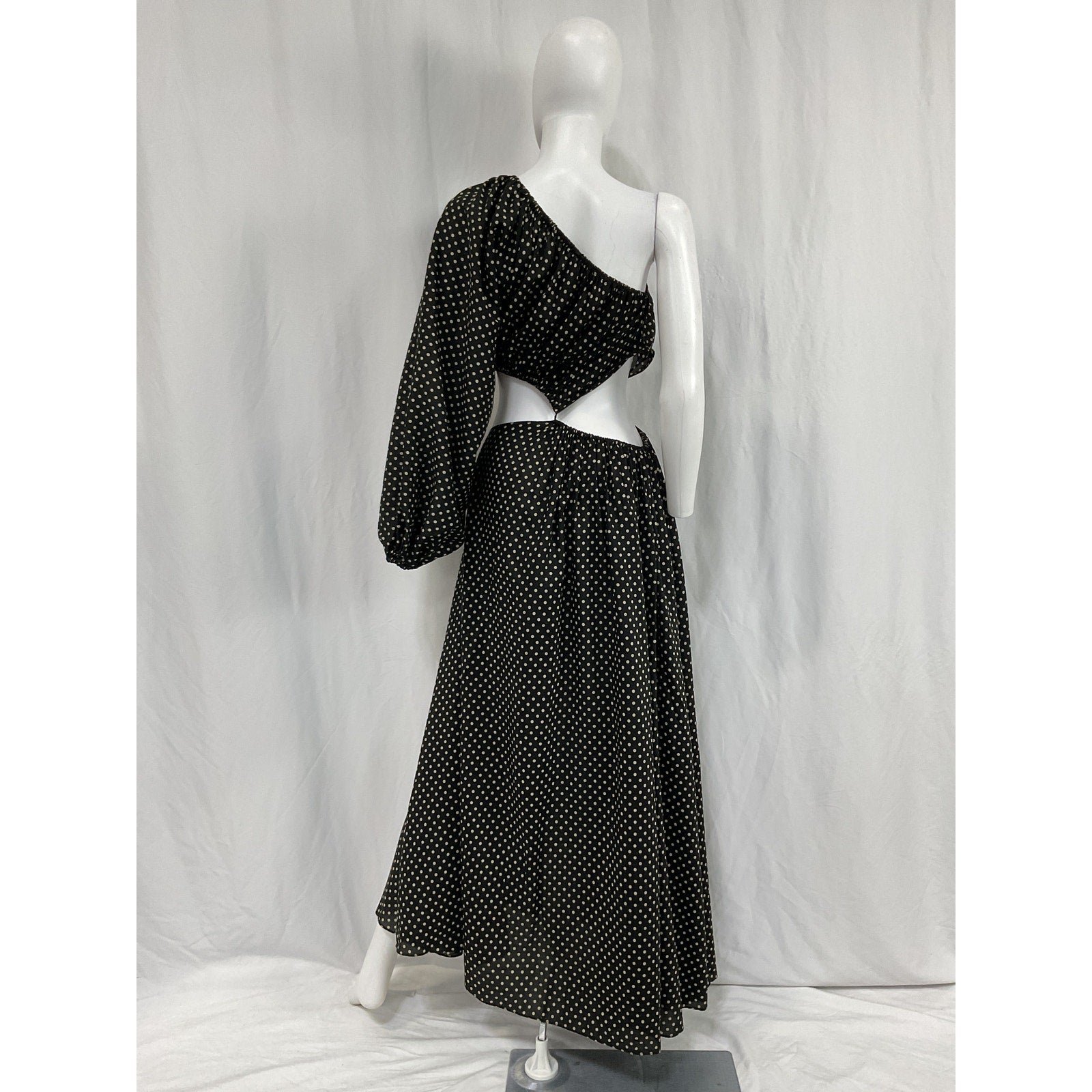 Matteau Spot-Print Cutout-Waist Black Cotton Cotton-Blend Dress Size 6