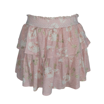 Loveshackfancy Floral Print Ruffle Mini Size S Skirt