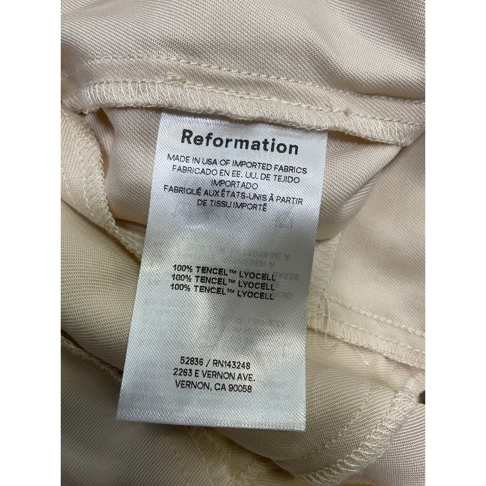 Reformation 'Mason' Tan Pant Size 8