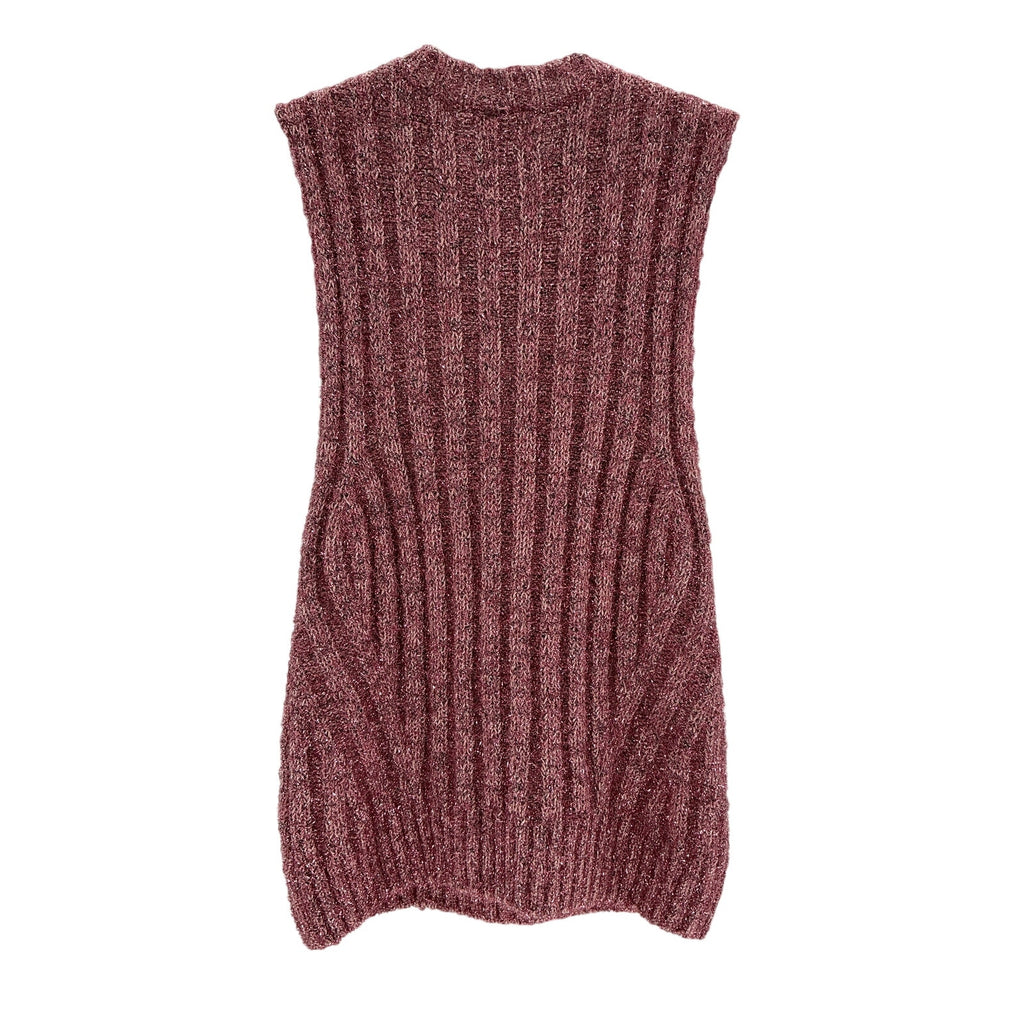 Ganni Metallic Pink Polyamide Knit Ribbed Vest Top Size M